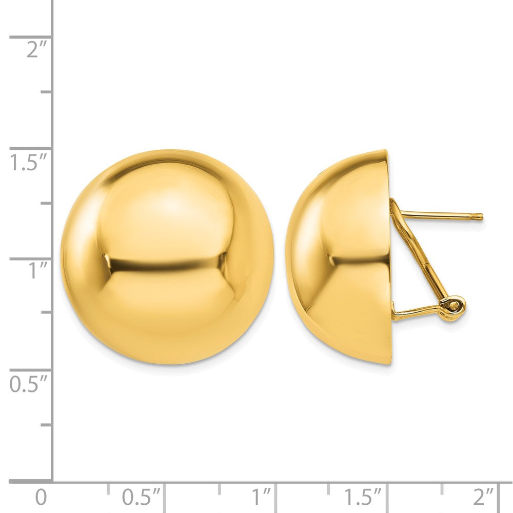 14k Omega Clip 24mm Half Ball Earrings