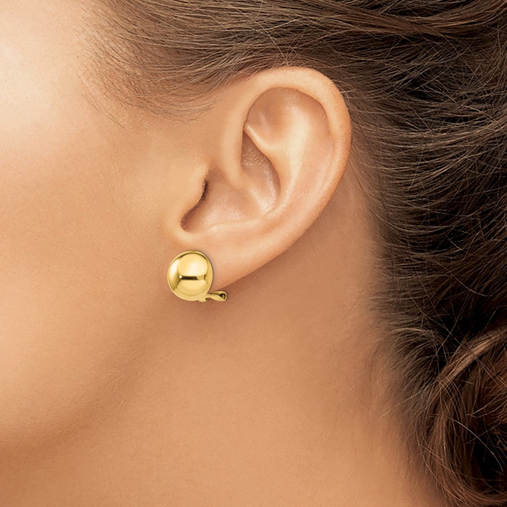 14k Omega Clip 12mm Half Ball Earrings