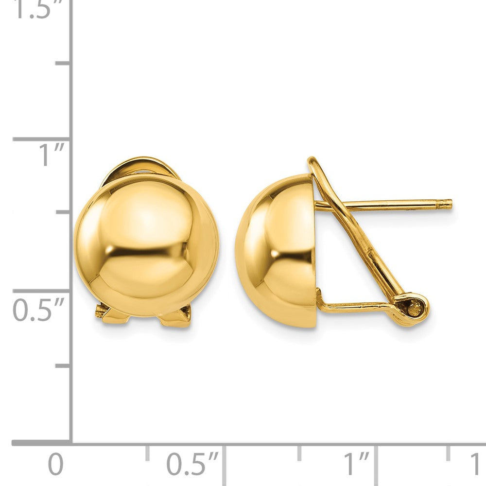 14k Omega Clip 12mm Half Ball Earrings
