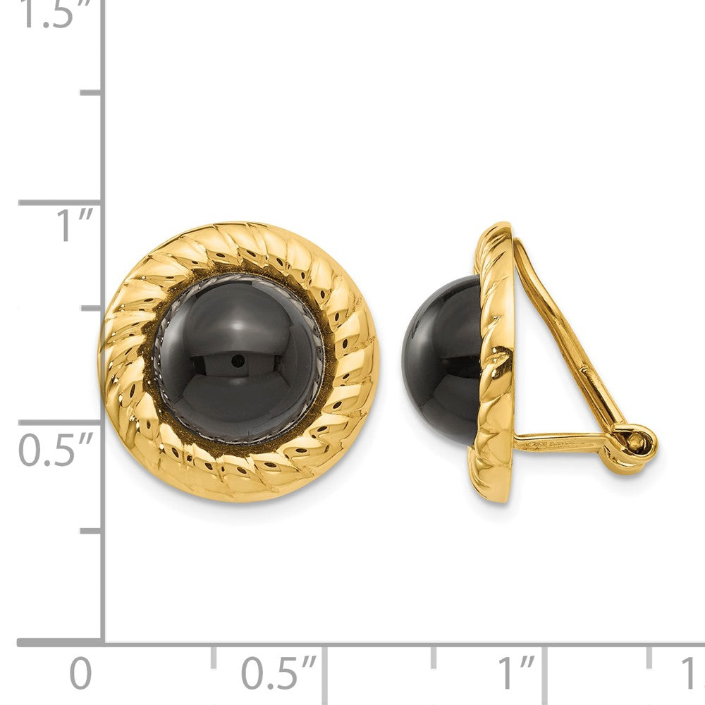 14k Omega Clip Non-Pierced Onyx Earrings