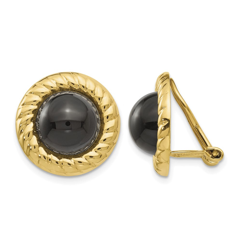 14k Omega Clip Non-Pierced Onyx Earrings
