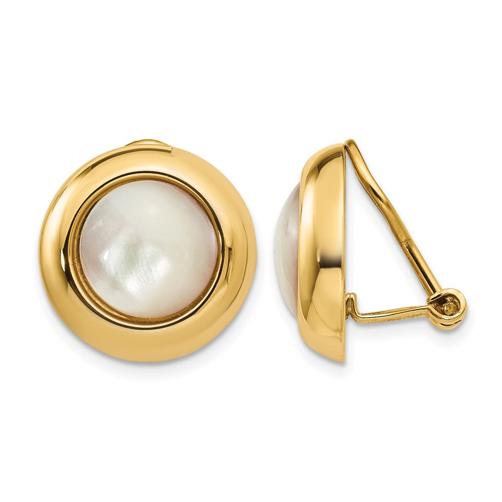 14k Omega Clip MOP Non-pierced Earrings