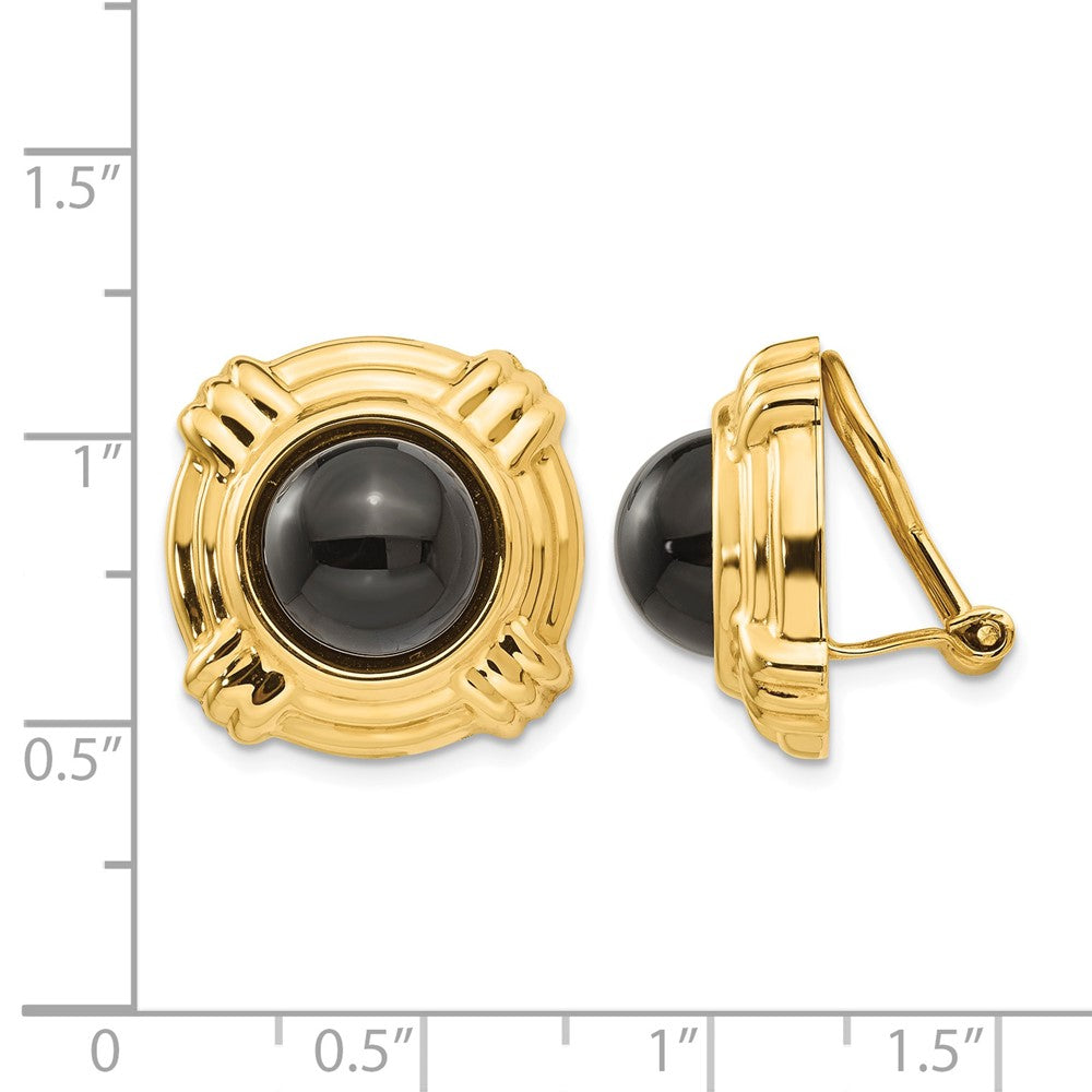 14k Omega Clip Onyx Non-pierced Earrings