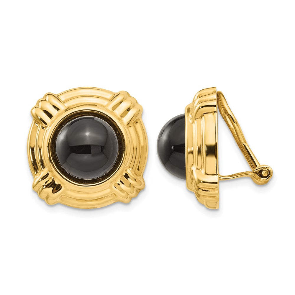 14k Omega Clip Onyx Non-pierced Earrings