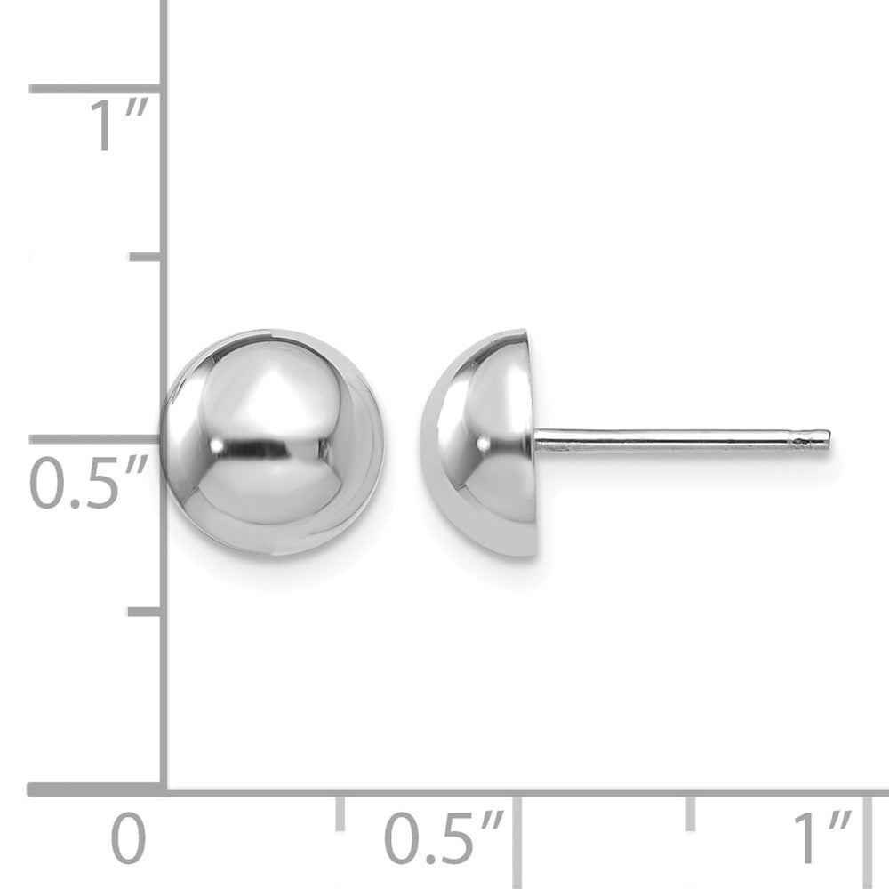 14k White Gold 8mm Half Ball Post Earrings