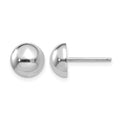 14k White Gold 8mm Half Ball Post Earrings