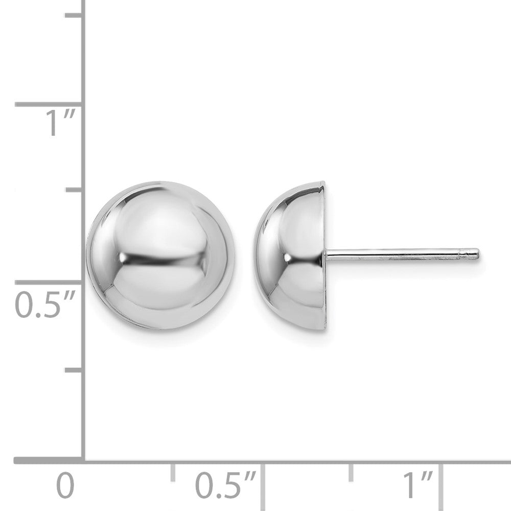 14k White Gold 10mm Half Ball Post Earrings