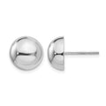 14k White Gold 10mm Half Ball Post Earrings