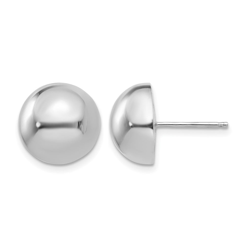 14k White Gold 12mm Half Ball Post Earrings