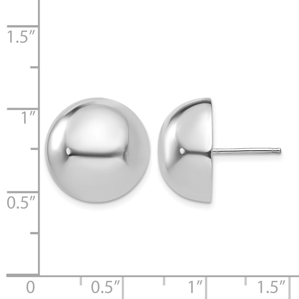 14k White Gold 16mm Half Ball Post Earrings