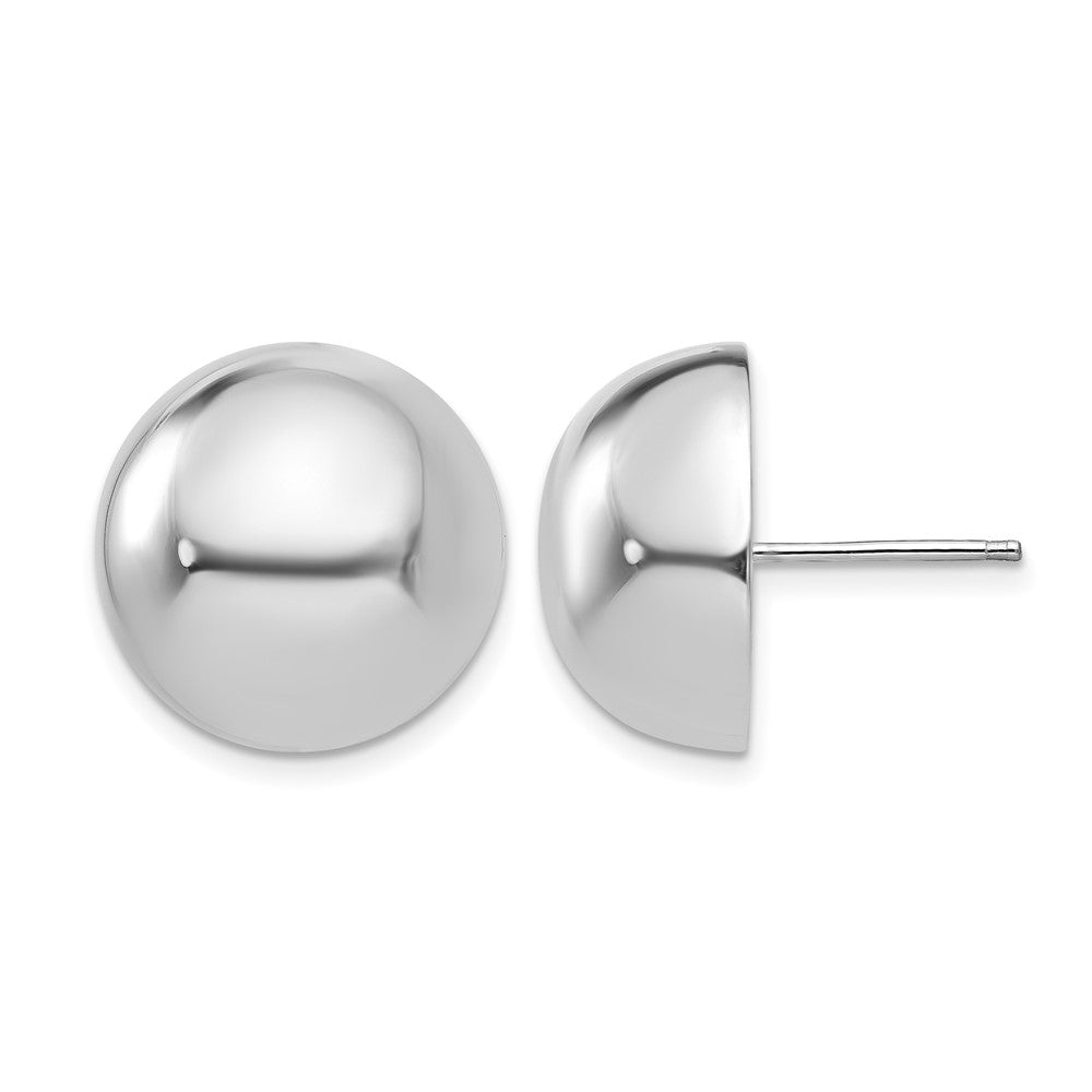 14k White Gold 16mm Half Ball Post Earrings