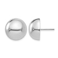 14k White Gold 16mm Half Ball Post Earrings