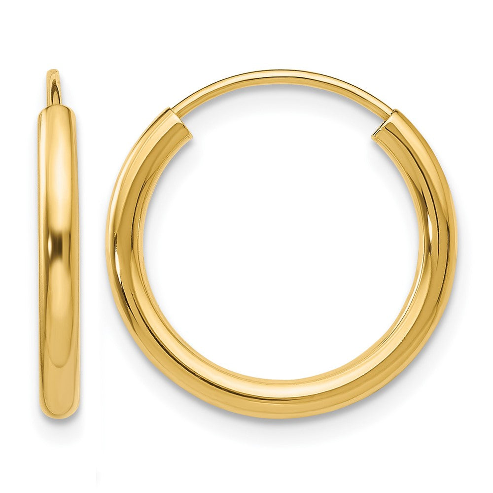 14k Polished Round Endless 2mm Hoop Earrings