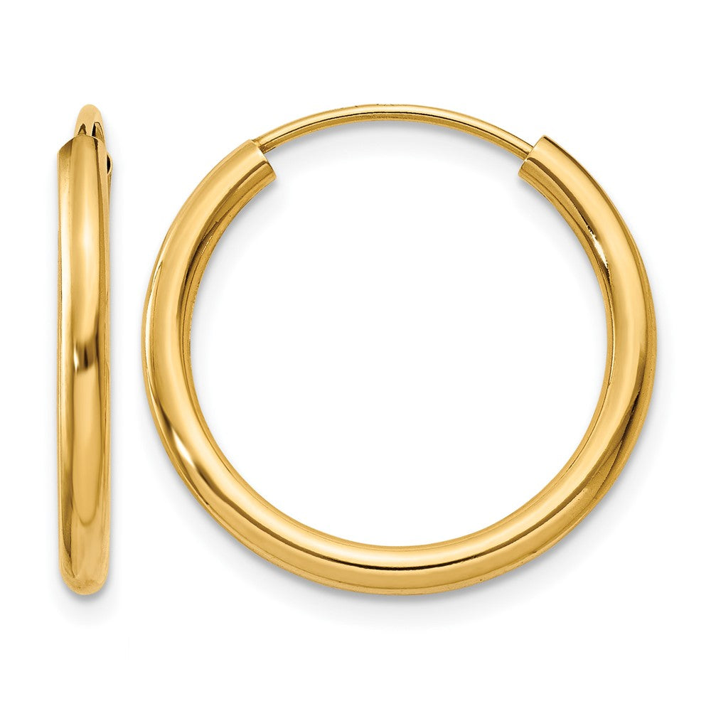 14k Polished Round Endless 2mm Hoop Earrings