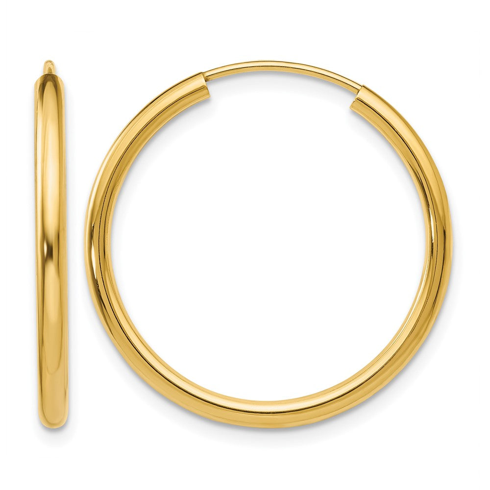 14k Polished Round Endless 2mm Hoop Earrings