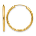 14k Polished Round Endless 2mm Hoop Earrings