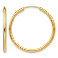 14k Polished Round Endless 2mm Hoop Earrings