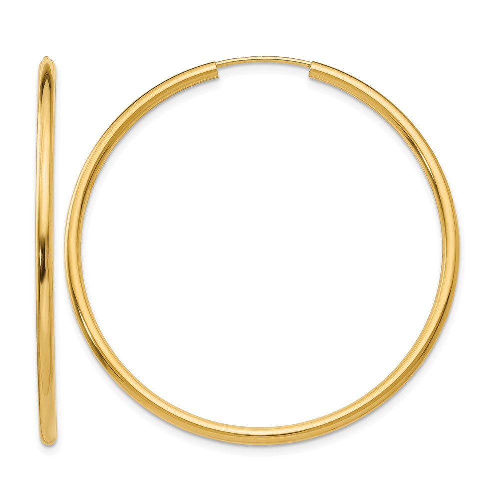 14k Polished Round Endless 2mm Hoop Earrings