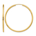 14k Polished Round Endless 2mm Hoop Earrings