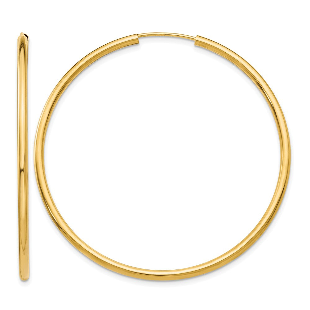 14k Polished Round Endless 2mm Hoop Earrings