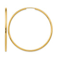 14k Polished Round Endless 2mm Hoop Earrings
