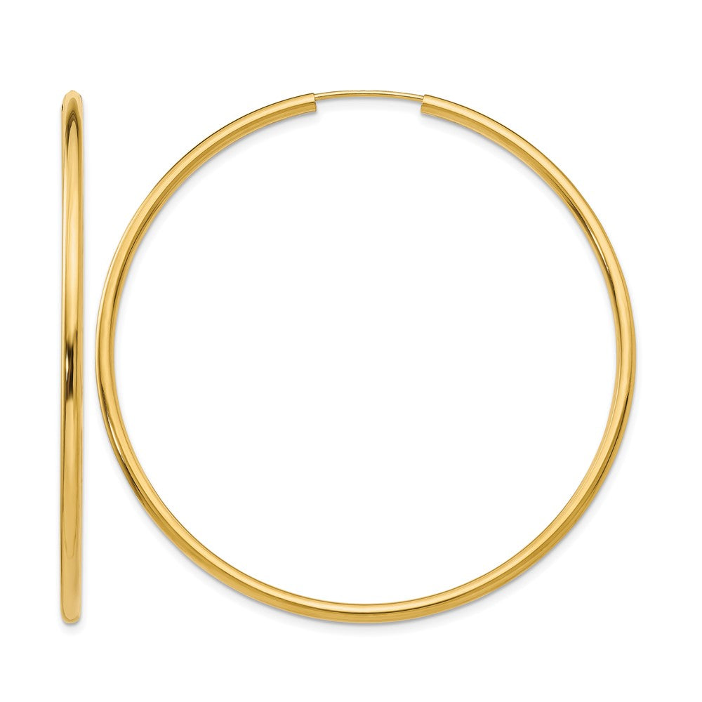 14k Polished Round Endless 2mm Hoop Earrings