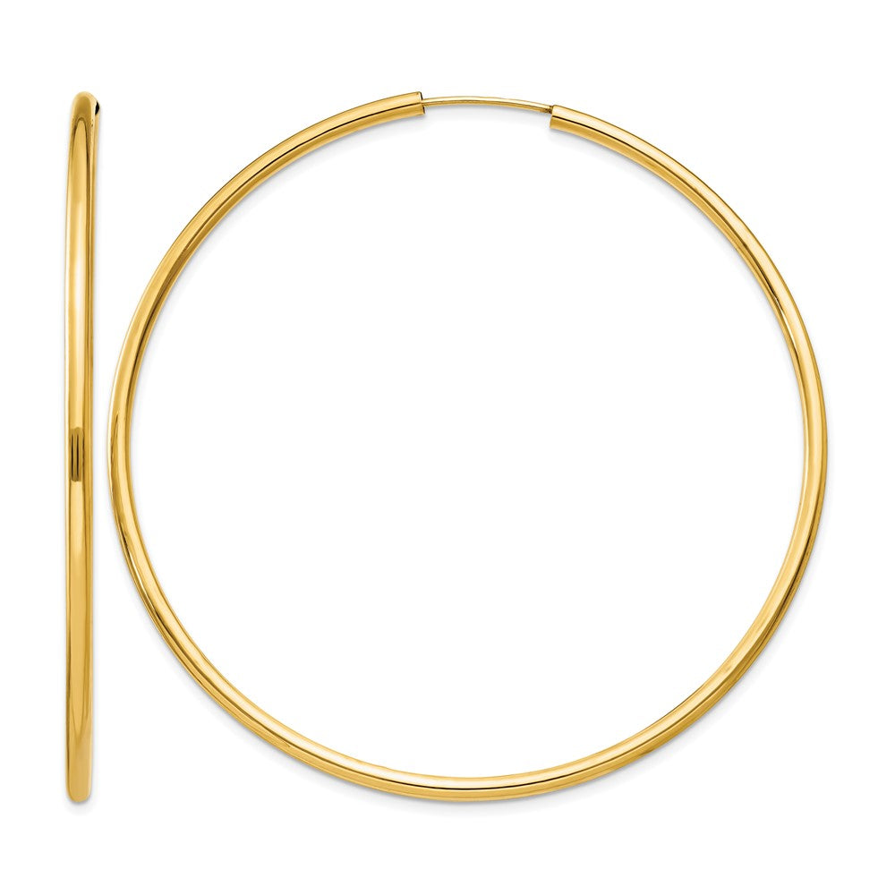 14k Polished Round Endless 2mm Hoop Earrings