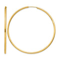 14k Polished Round Endless 2mm Hoop Earrings