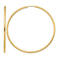 14k Polished Round Endless 2mm Hoop Earrings