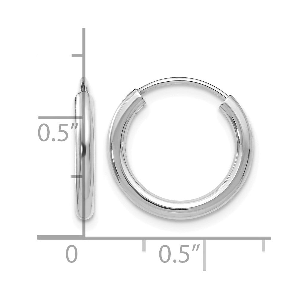 14k White Gold Polished Endless 2mm Hoop Earrings