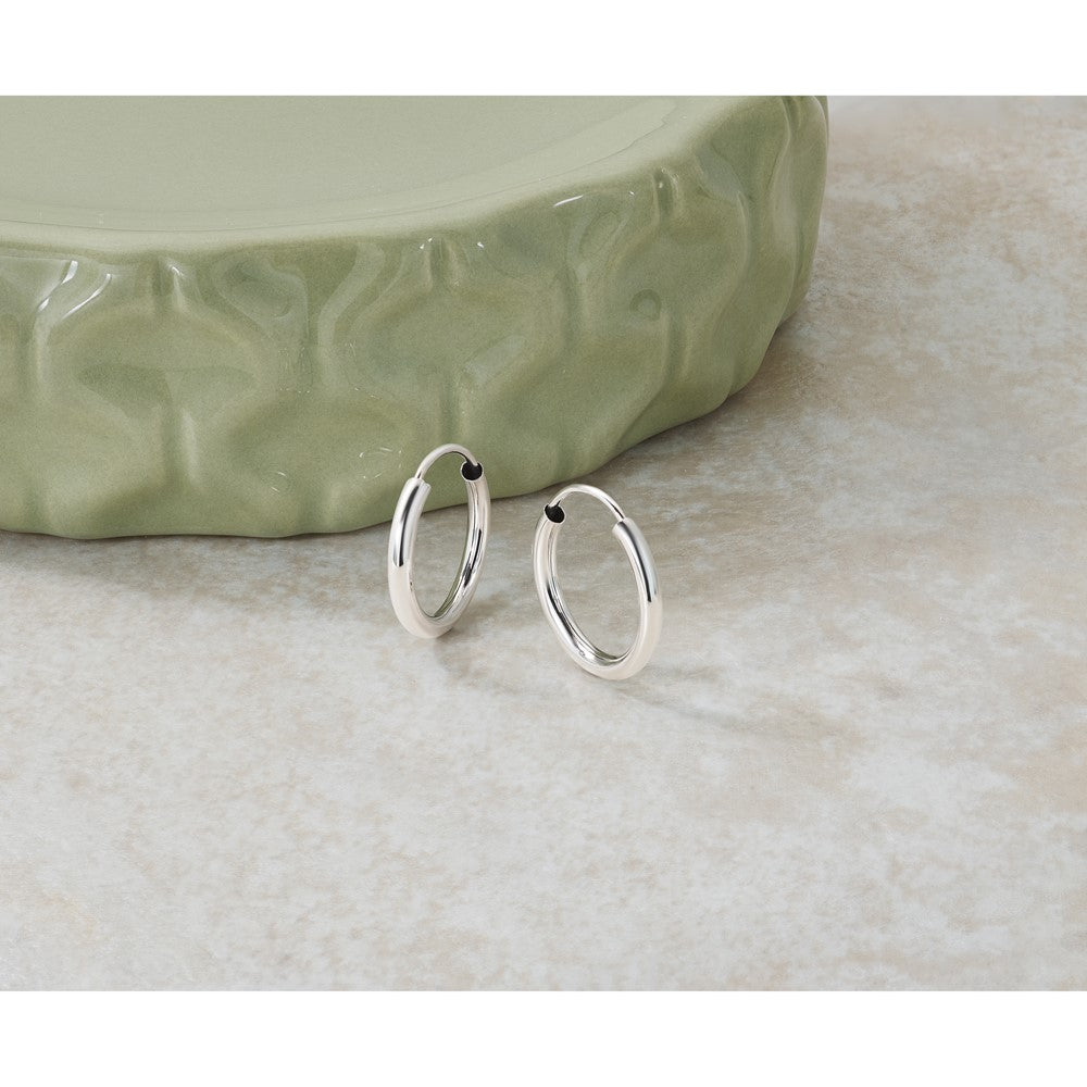 14k White Gold Polished Endless 2mm Hoop Earrings