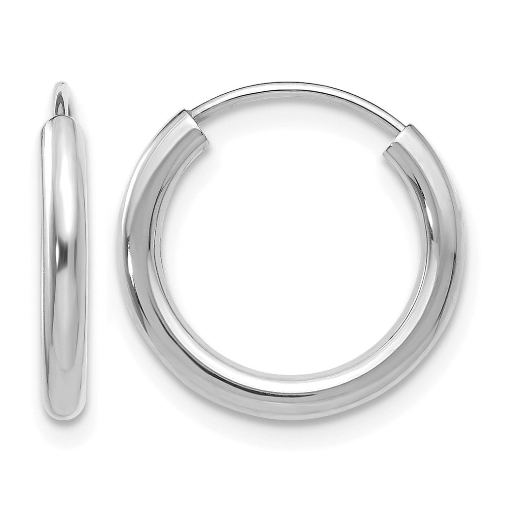14k White Gold Polished Endless 2mm Hoop Earrings