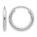 14k White Gold Polished Endless 2mm Hoop Earrings