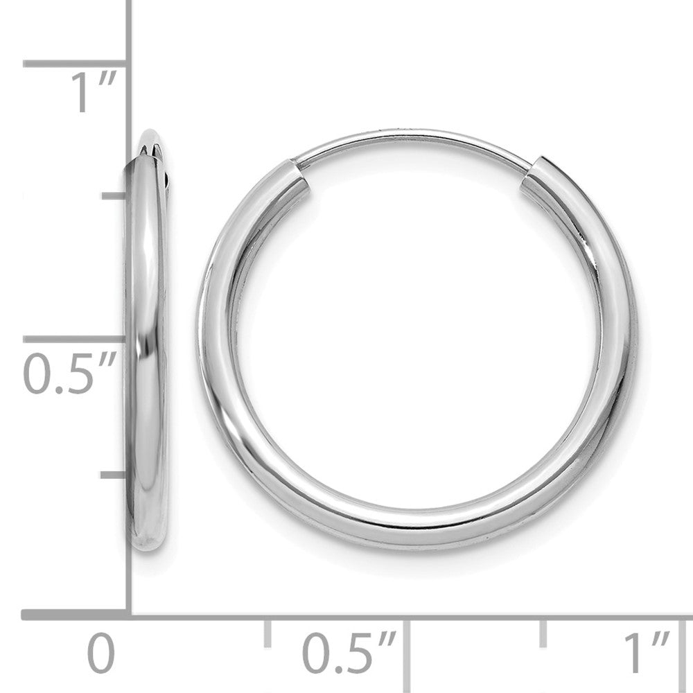 14k White Gold Polished Endless 2mm Hoop Earrings