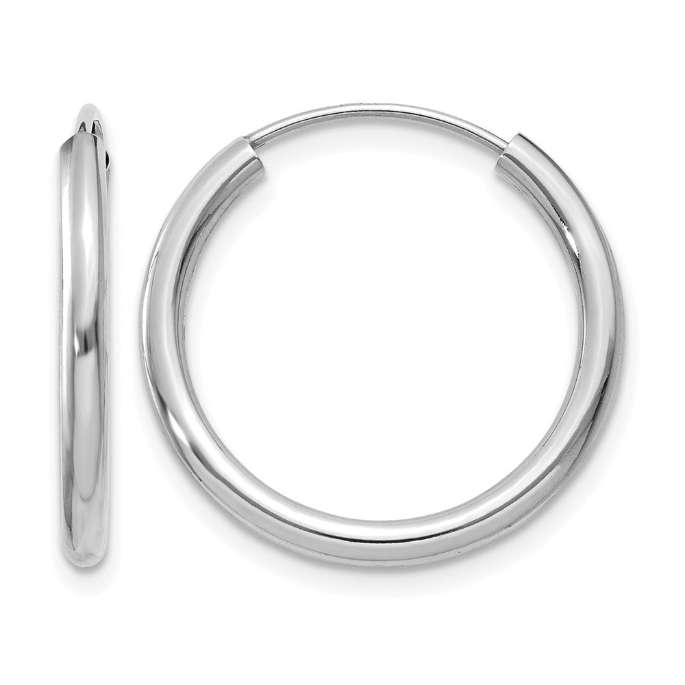 14k White Gold Polished Endless 2mm Hoop Earrings