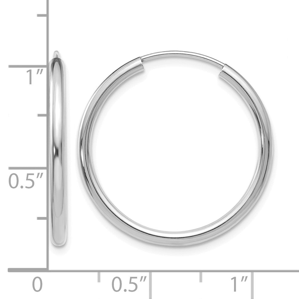 14k White Gold Polished Endless 2mm Hoop Earrings