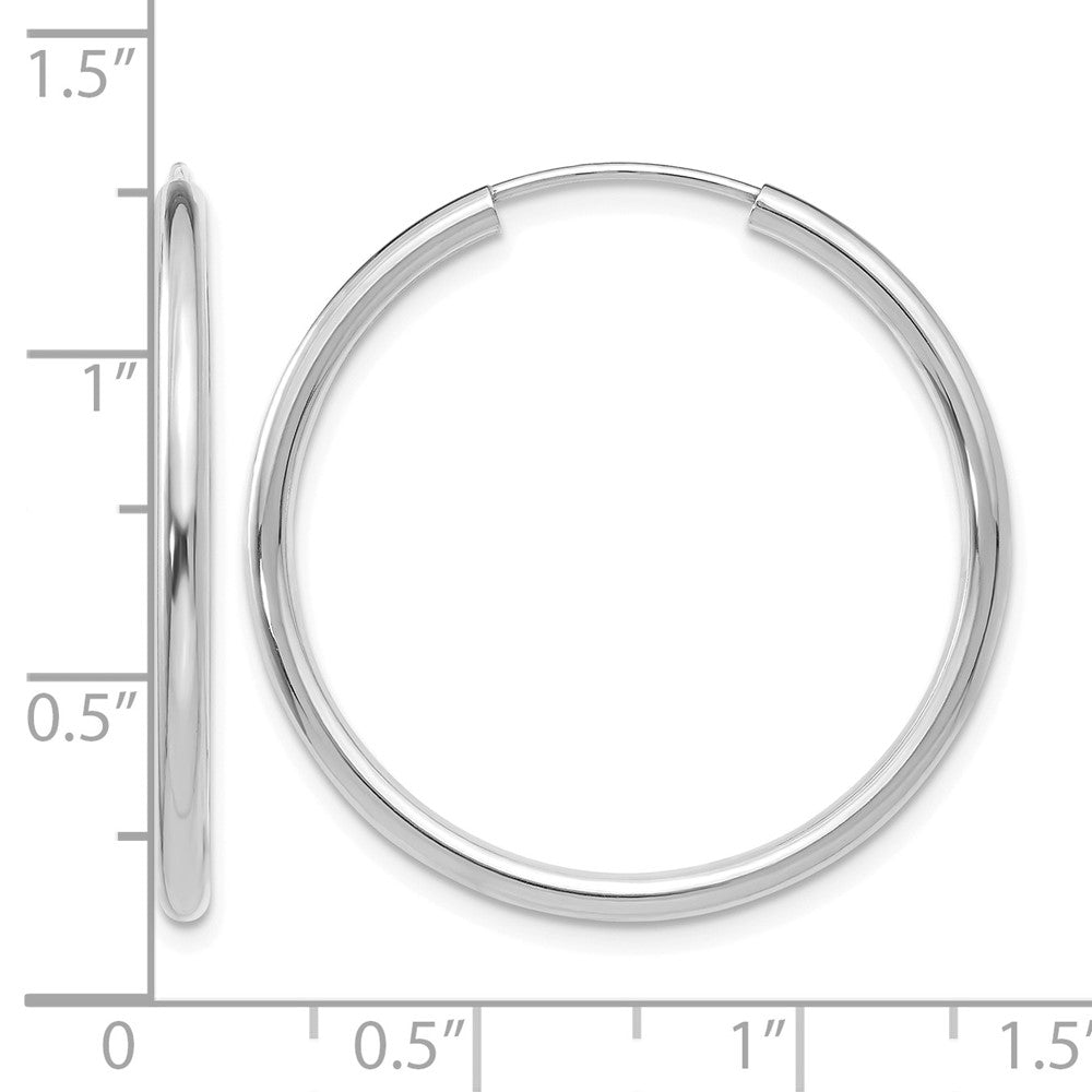 14k White Gold Polished Endless 2mm Hoop Earrings