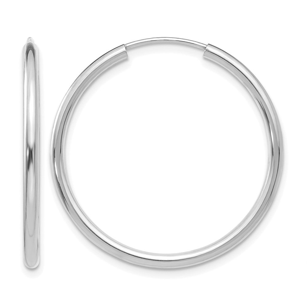 14k White Gold Polished Endless 2mm Hoop Earrings