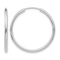 14k White Gold Polished Endless 2mm Hoop Earrings
