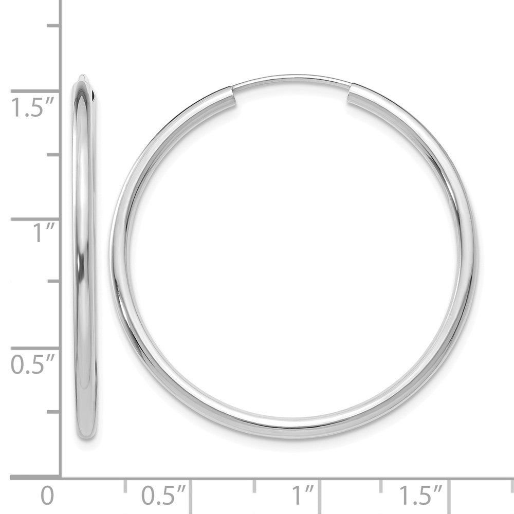 14k White Gold Polished Endless 2mm Hoop Earrings