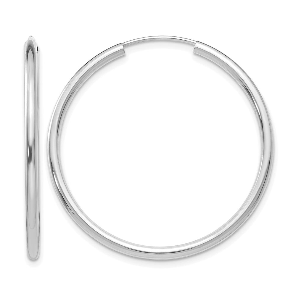 14k White Gold Polished Endless 2mm Hoop Earrings
