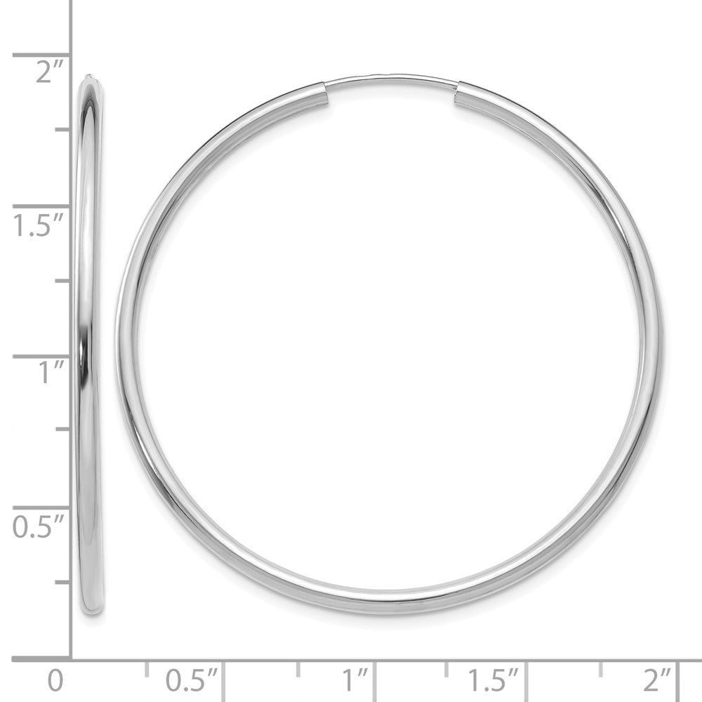 14k White Gold Polished Endless 2mm Hoop Earrings