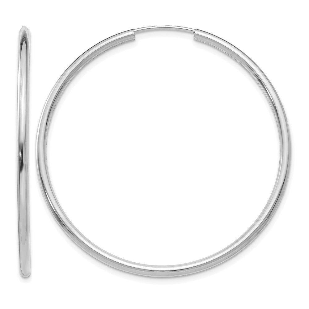 14k White Gold Polished Endless 2mm Hoop Earrings