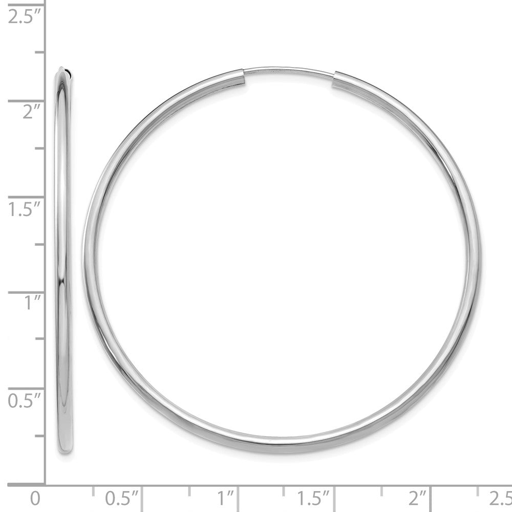 14k White Gold Polished Endless 2mm Hoop Earrings