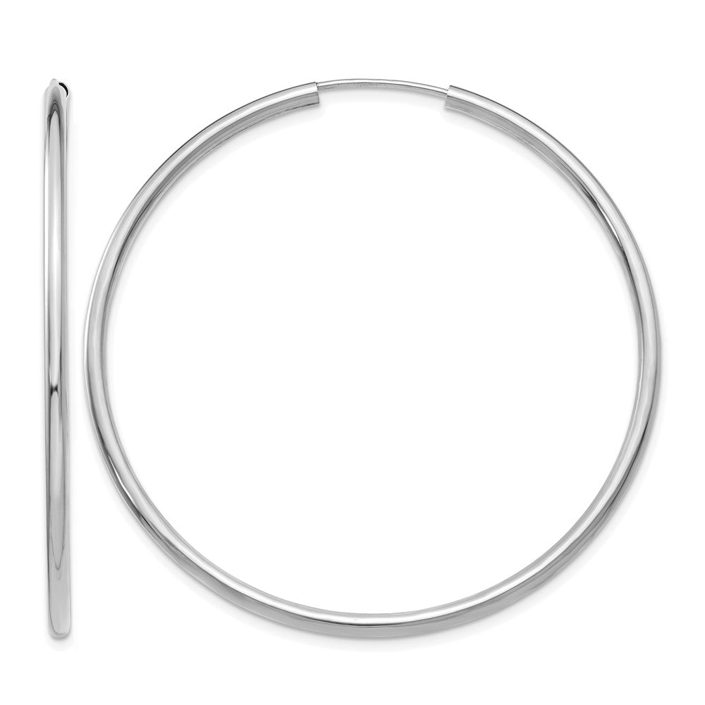 14k White Gold Polished Endless 2mm Hoop Earrings