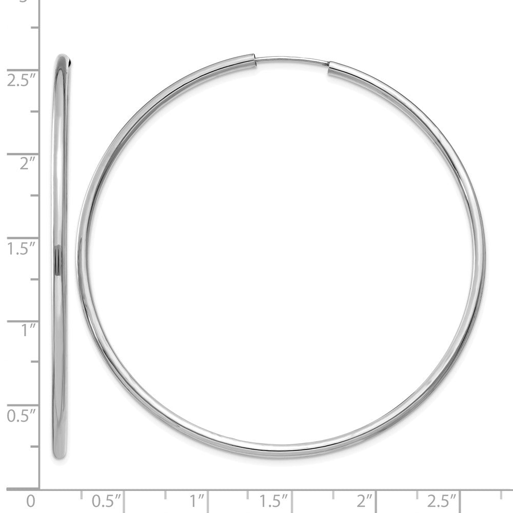 14k White Gold Polished Endless 2mm Hoop Earrings