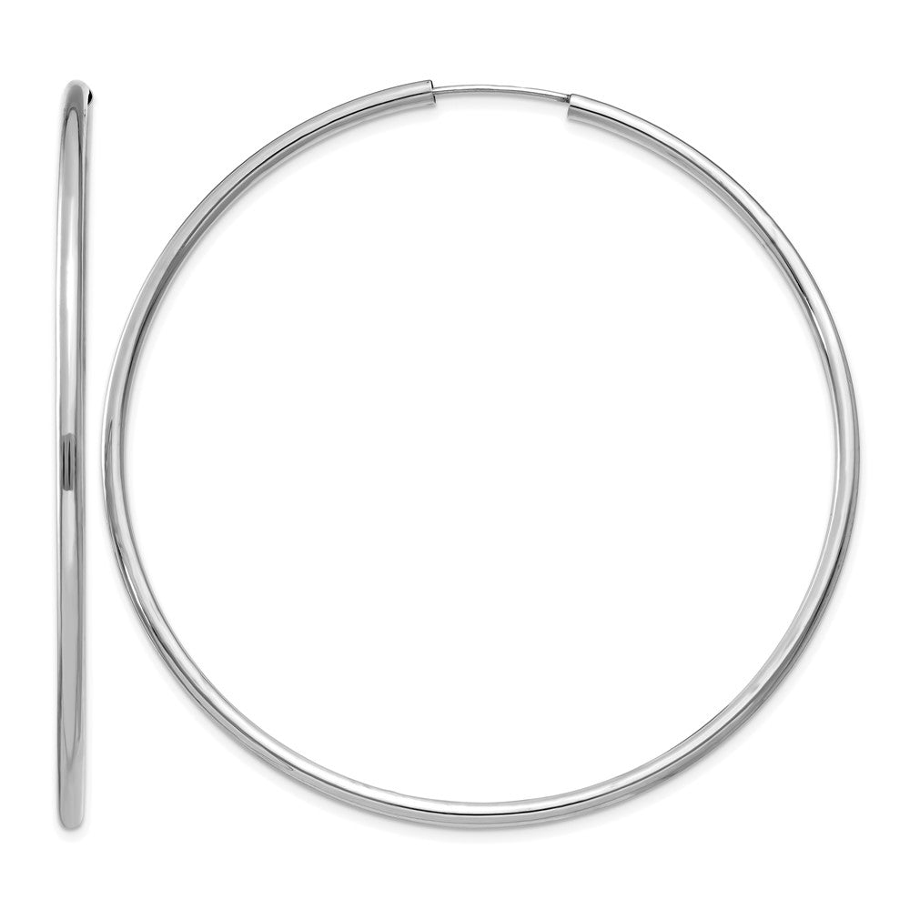 14k White Gold Polished Endless 2mm Hoop Earrings