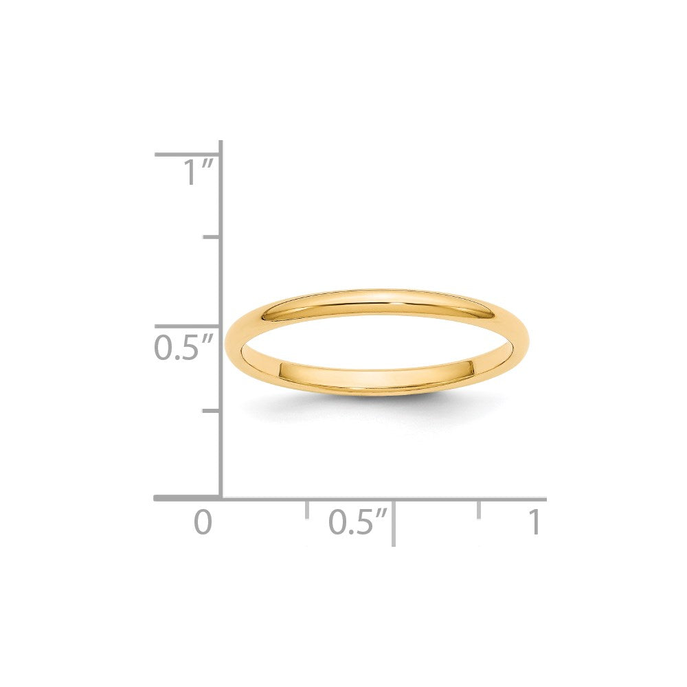 14KY 2mm Half-Round Wedding Band