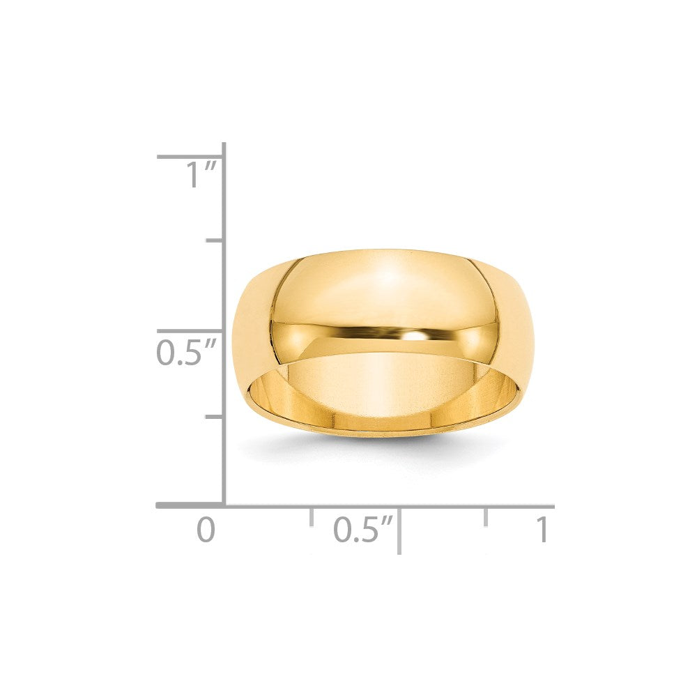 14KY 8mm Half-Round Wedding Band