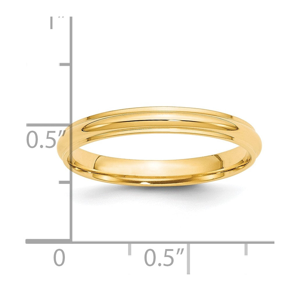 14KY 3mm Half Round with Edge Band